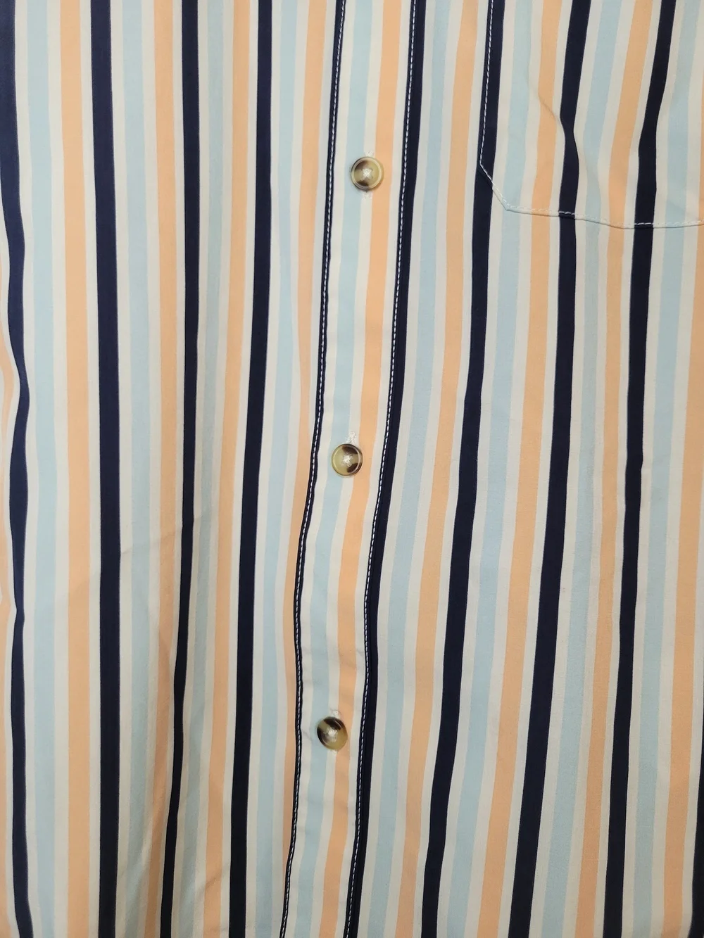 Eddie Bauer Men’s Short Sleeve Stripe Button-Up Shirt - White/Blue/Tan